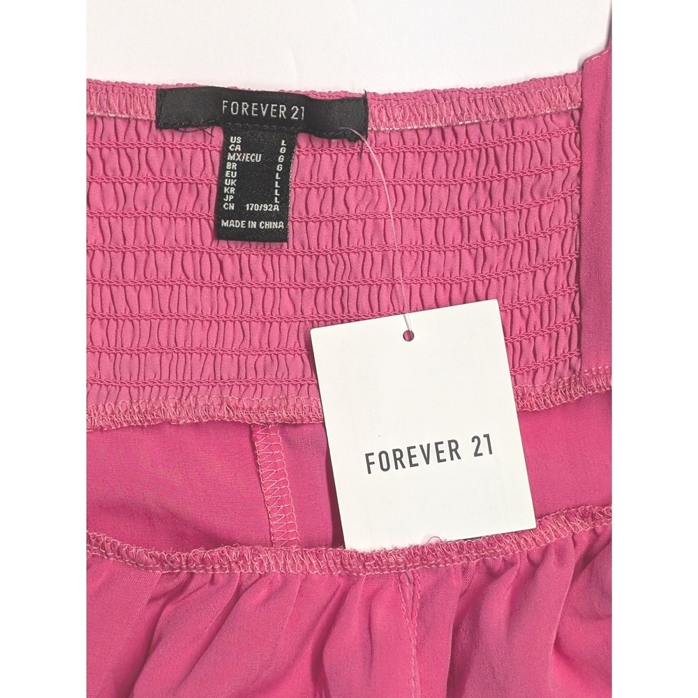 Forever 21 Womens Dress Large Pink Mini Tie Front Smocked Back Adjustable Straps - Picture 6 of 7